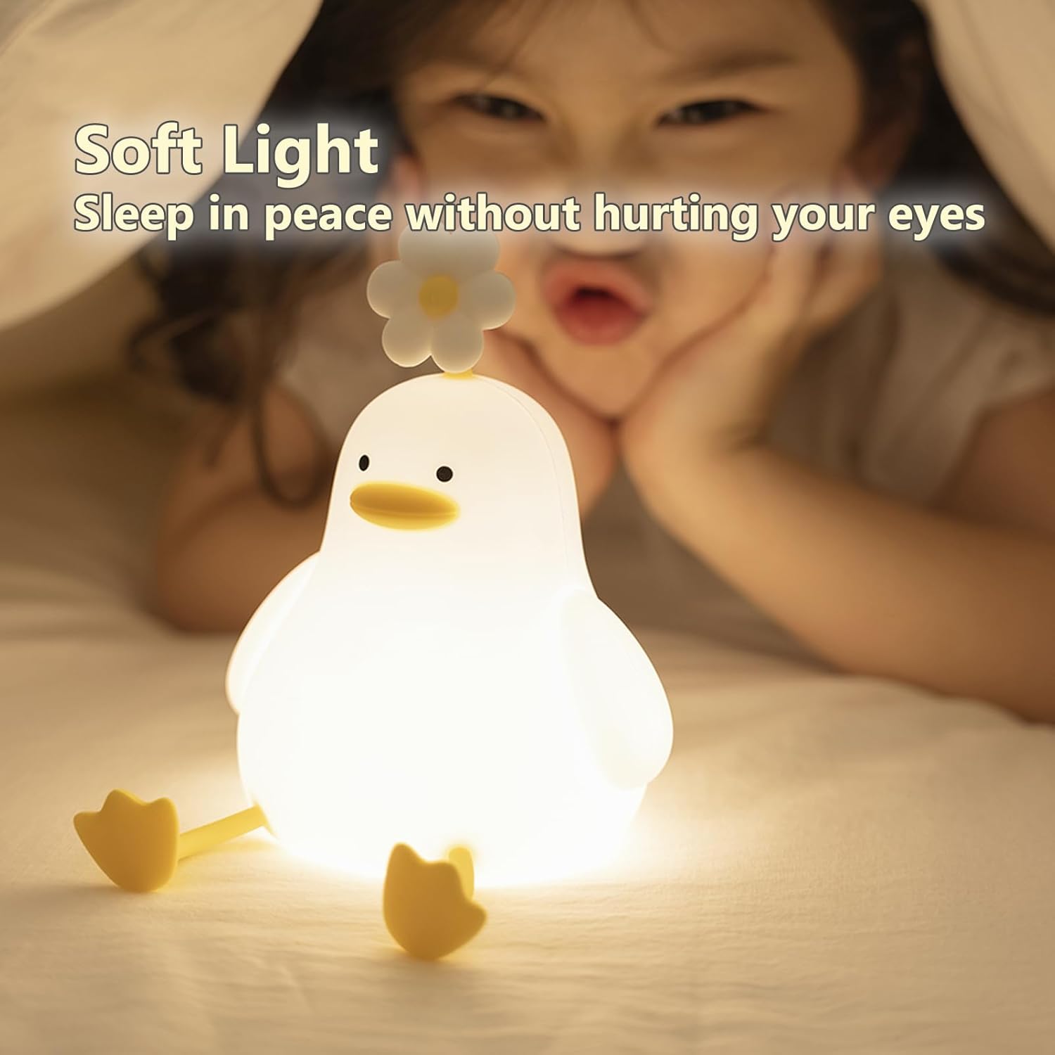 Cute Duck Led Night Light USB Rechargeable Nightlights Silicone Lamp